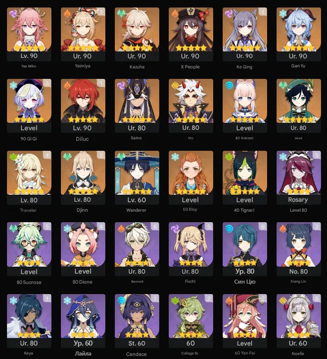 GI1114 High AR57 Lumine with Yae Miko, Yoimiya, Kazuha, Hu Tao, Ganyu, Venti, Itto, Kokomi, Tighnari, Cyno 